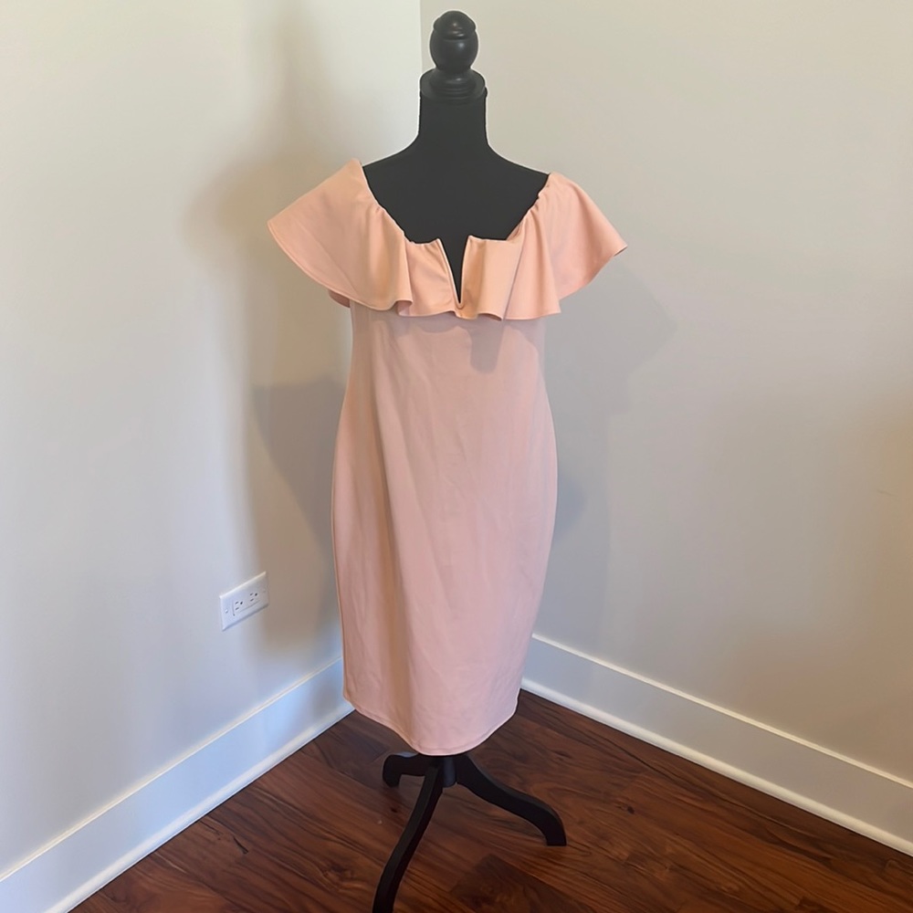 Pink Blush Off The Shoulder Maternity Dress